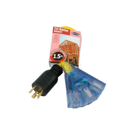 Conntek Plug Adapter, Pigtail, 5-15R, L5-20P, 1.5 ft., Yellow WL520515